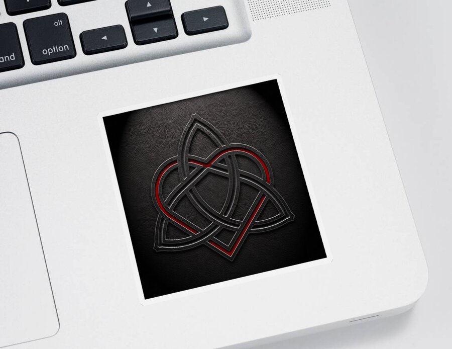 Art Sticker featuring the digital art Celtic Knotwork Valentine Heart Leather Texture 1 by Brian Carson