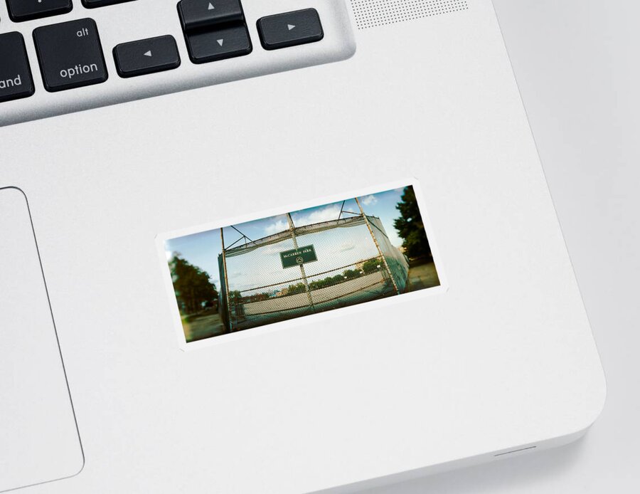 Photography Sticker featuring the photograph Chainlink Fence In A Public Park by Panoramic Images
