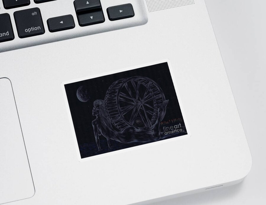 Figurative Sticker featuring the drawing Charm Of The Moon. by Kenneth Clarke