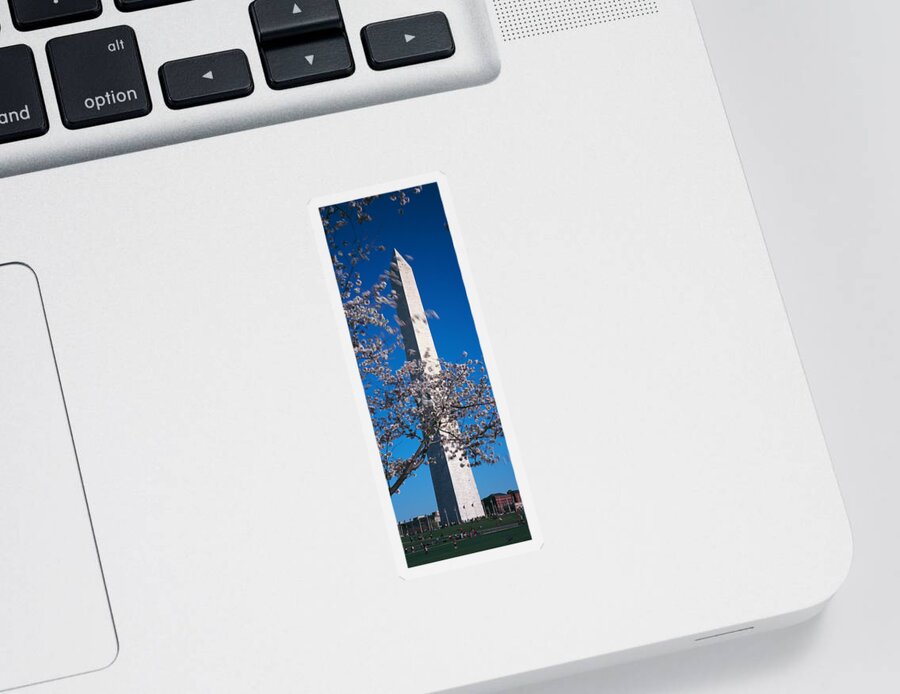 Photography Sticker featuring the photograph Cherry Blossom In Front Of An Obelisk by Panoramic Images