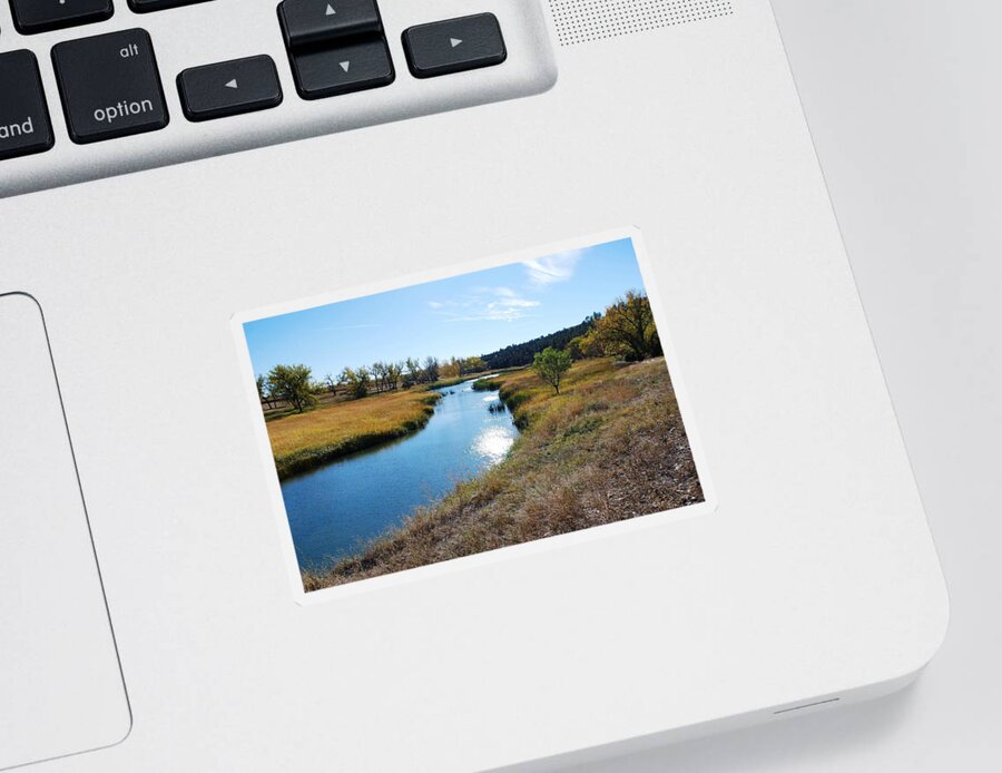 Landscape Sticker featuring the photograph Cheyenne River in Autumn by Greni Graph