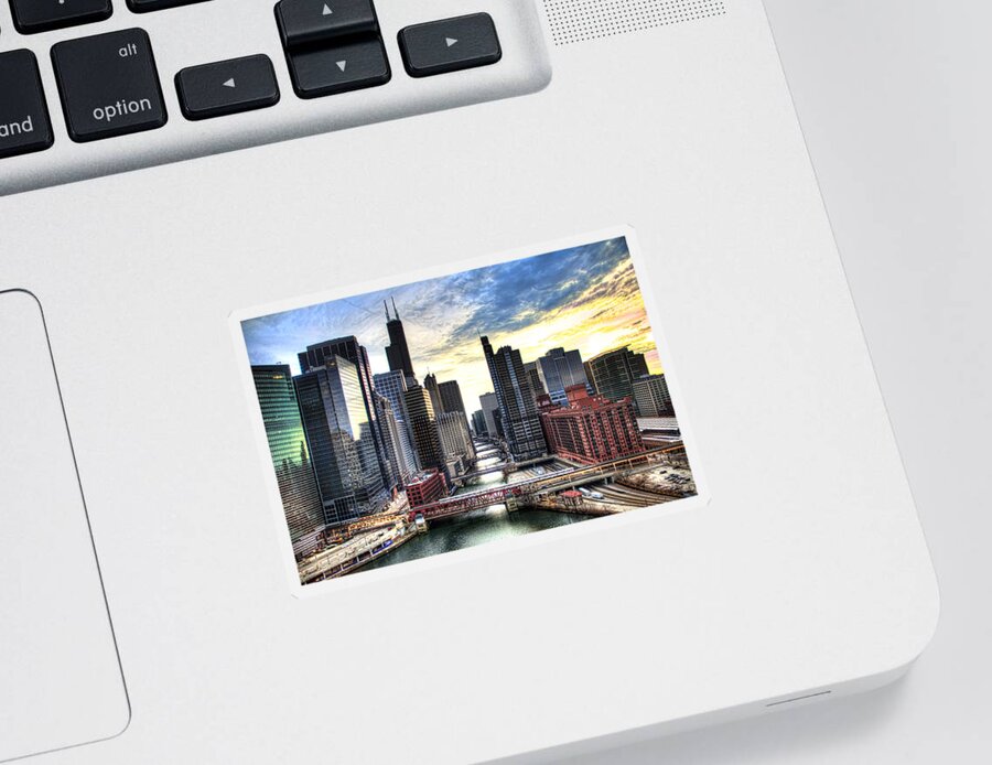 Chicago Sticker featuring the photograph Chicago River by Tammy Wetzel