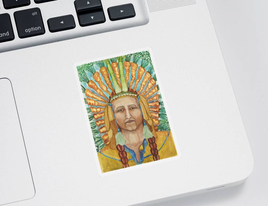 Indian Chief Sticker featuring the painting Chief 24 Carrots by Carol Oufnac Mahan