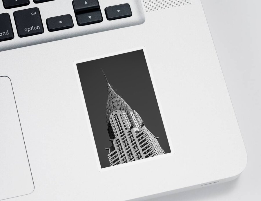 Chrysler Building Sticker featuring the photograph Chrysler Building BW by Susan Candelario