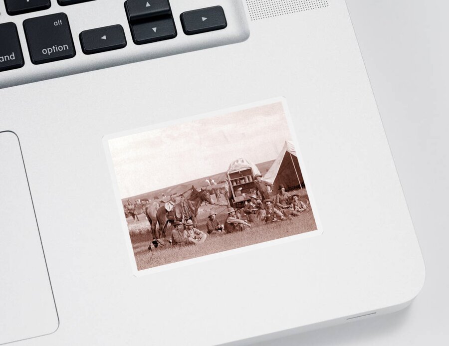 Occupation Sticker featuring the photograph Chuckwagon And Cowboys, 1887 by Science Source
