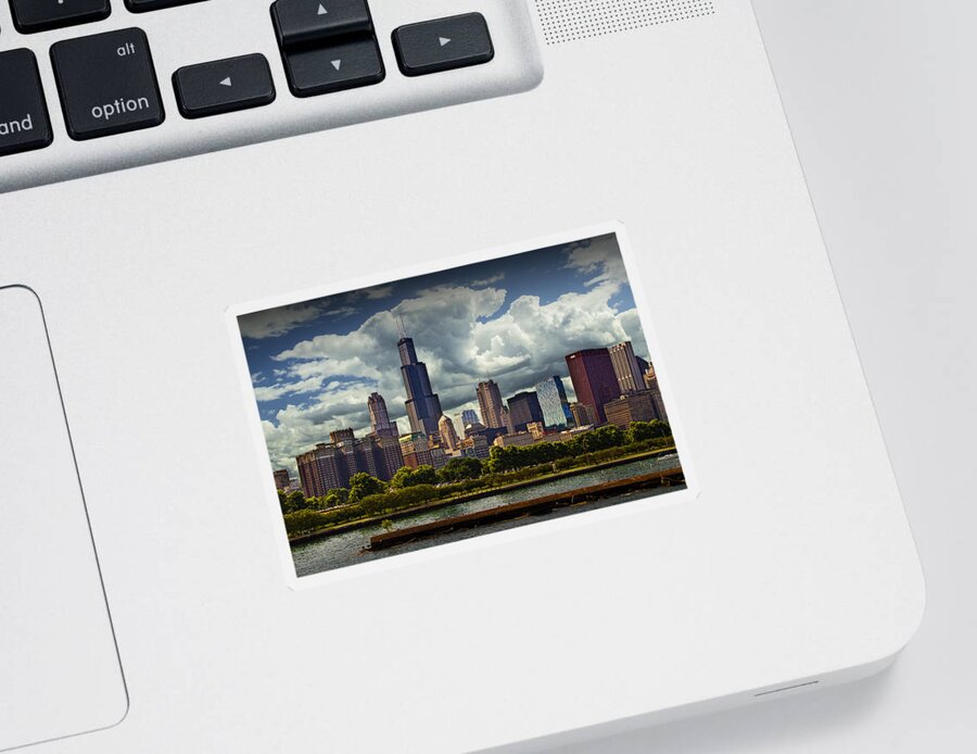 Outdoors Sticker featuring the photograph Cityscape of downtown Chicago by Randall Nyhof