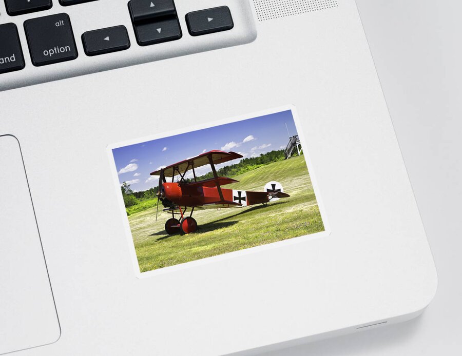 Red Barron Sticker featuring the photograph Classic Red Barron Fokker Dr.1 Triplane Photo by Keith Webber Jr