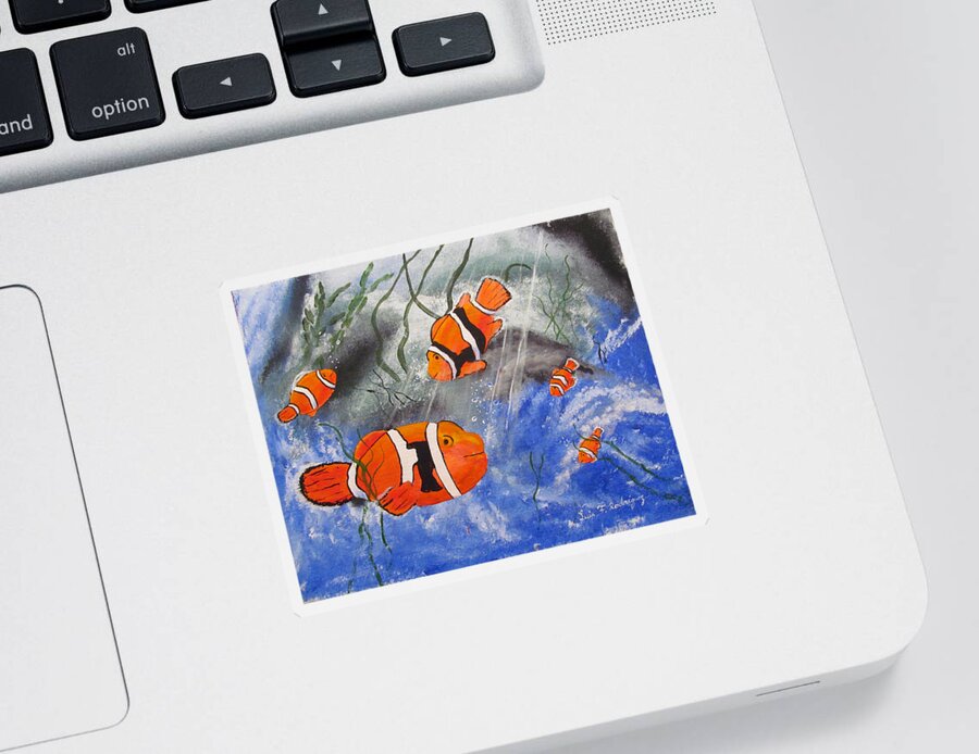 Clown Fish Sticker featuring the painting Clown Fish II by Luis F Rodriguez