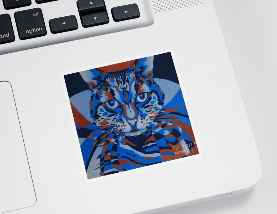 Cat Sticker featuring the painting Color Cat III by Pamela Clements