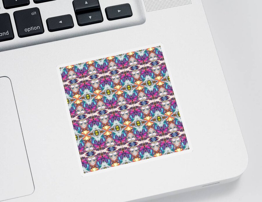 Abstract Sticker featuring the digital art Colorful Abstract Pattern by Phil Perkins