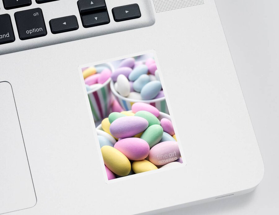 Food Sticker featuring the photograph Colorful pastel jordan almond candy by Edward Fielding