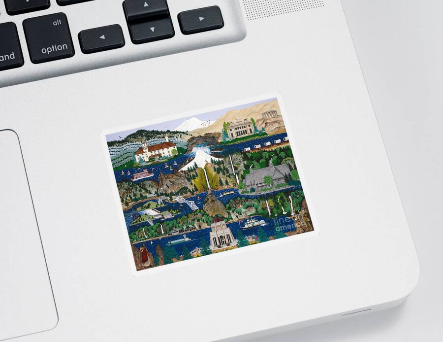 Washington Sticker featuring the painting Columbia River Gorge by Jennifer Lake