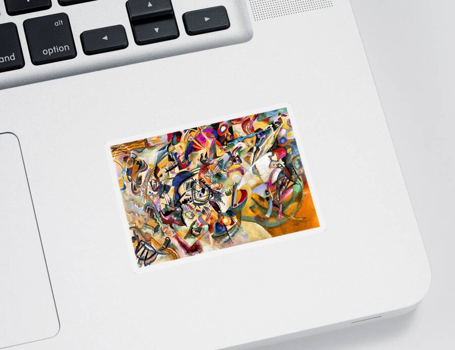 Wassily Kandinsky Sticker featuring the painting Composition VII by Wassily Kandinsky