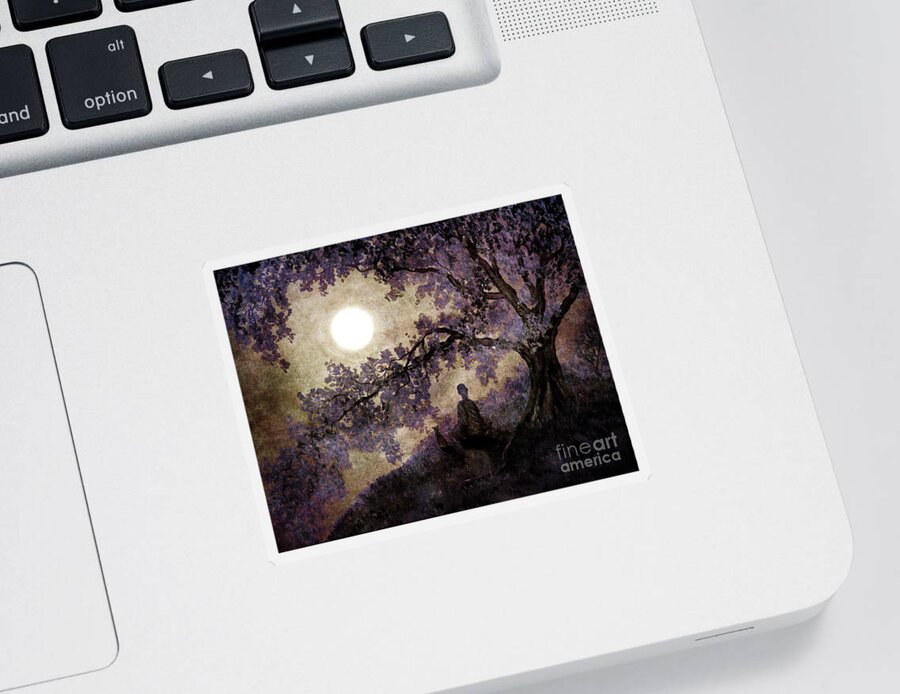 Zen Sticker featuring the digital art Contemplation Beneath the Boughs by Laura Iverson