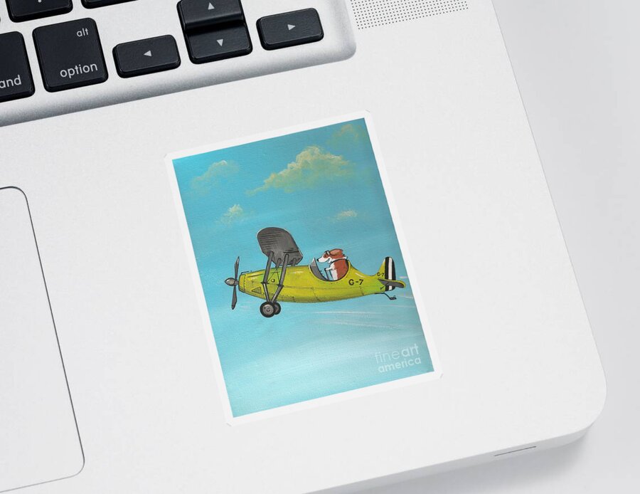 Print Sticker featuring the painting Corgi Aviator by Margaryta Yermolayeva