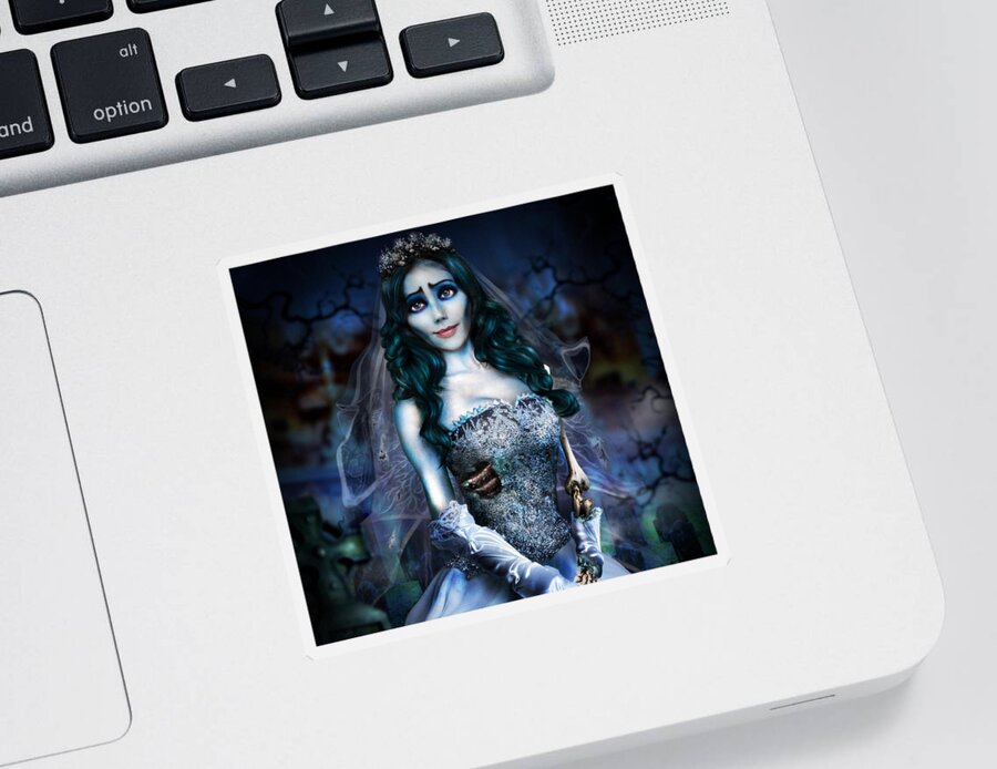 Corpse Bride Sticker featuring the digital art Corpse Bride by Alessandro Della Pietra