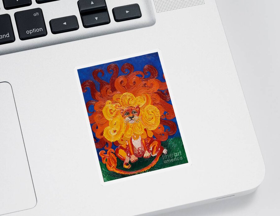 Lion Sticker featuring the painting Cosmic Lion by Cassandra Buckley