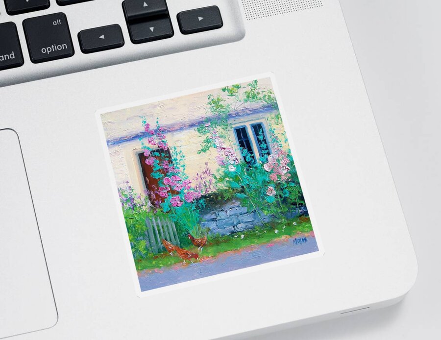 Cottage Garden Sticker featuring the painting Cottage Garden by Jan Matson by Jan Matson