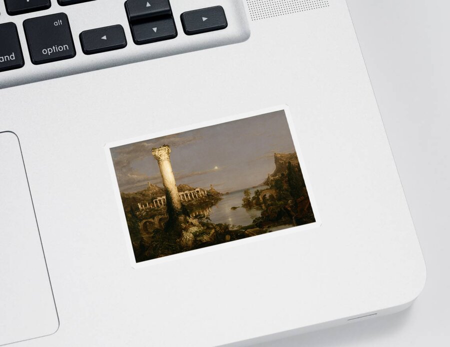 Thomas Cole Sticker featuring the painting Course of Empire Desolation by Thomas Cole