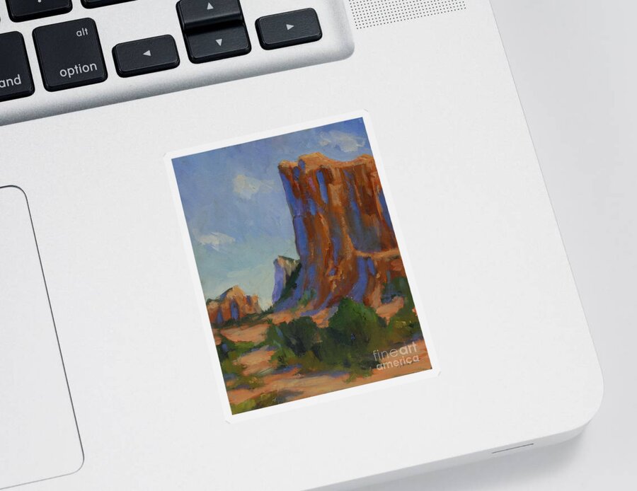 Arizona Sticker featuring the painting Courthouse Rock II by Maria Hunt