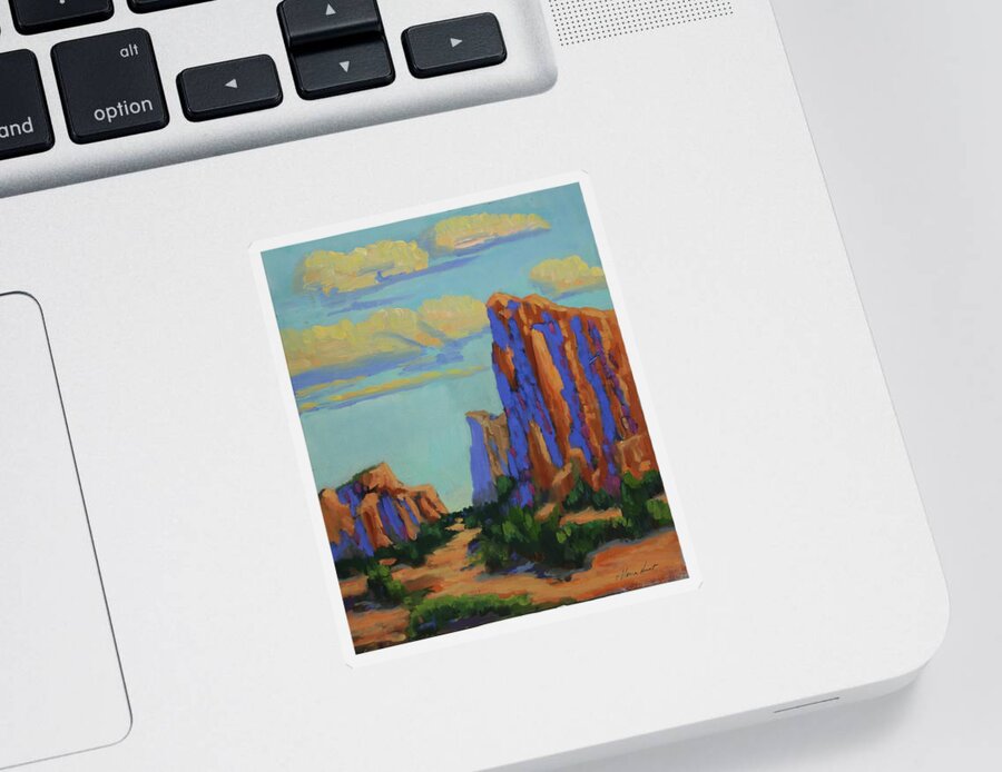 Sedona Sticker featuring the painting Courthouse Rock in Sedona by Maria Hunt