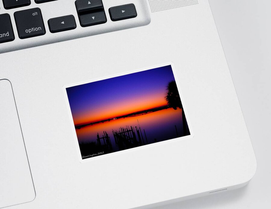 Pier Sticker featuring the photograph Crack of Dawn by Shannon Harrington