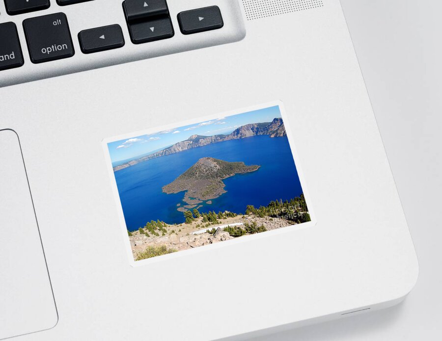 Crater Lake Sticker featuring the photograph Crater Lake From Watchman Tower by Debra Thompson