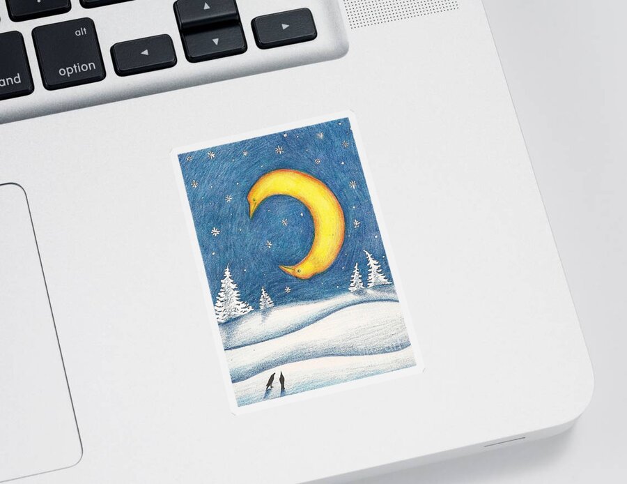 Print Sticker featuring the painting Crescent Moon by Margaryta Yermolayeva