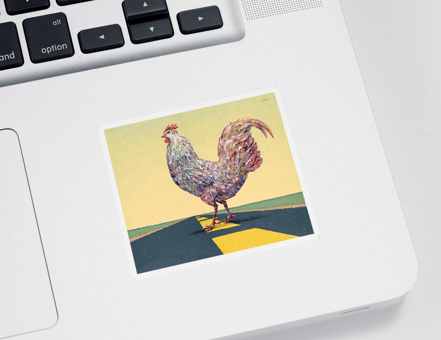 Chicken Sticker featuring the painting Crossing Chicken by James W Johnson
