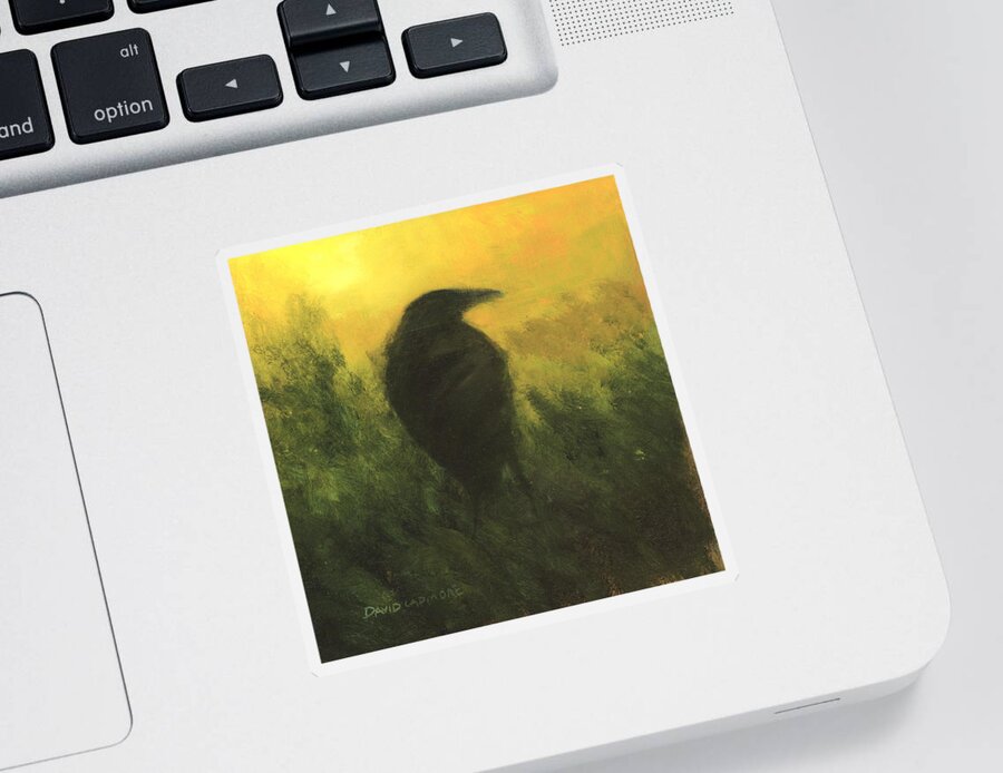 Crow Sticker featuring the painting Crow 5 by David Ladmore