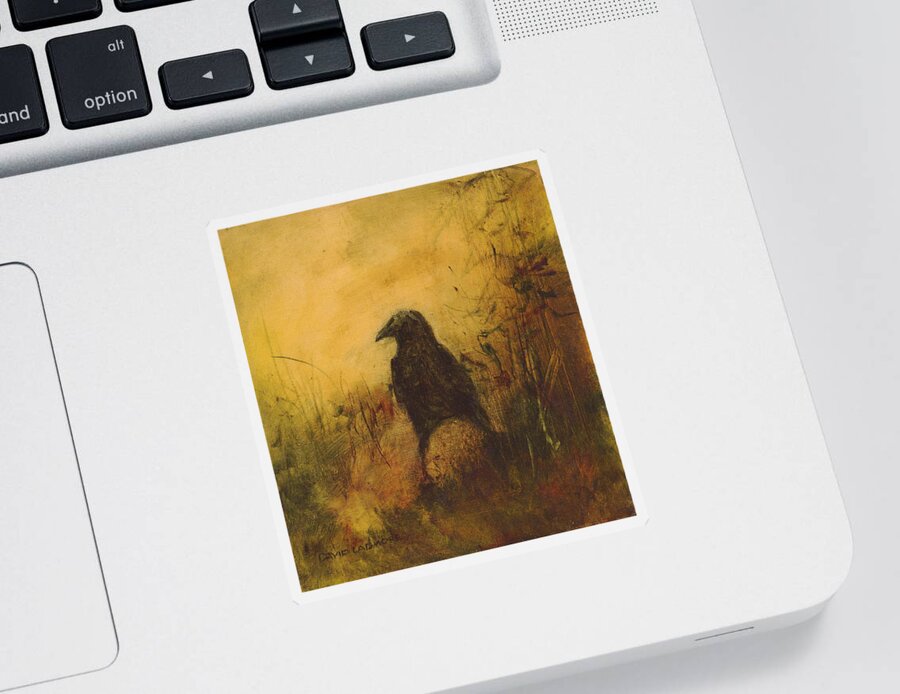Crow Sticker featuring the painting Crow 7 by David Ladmore