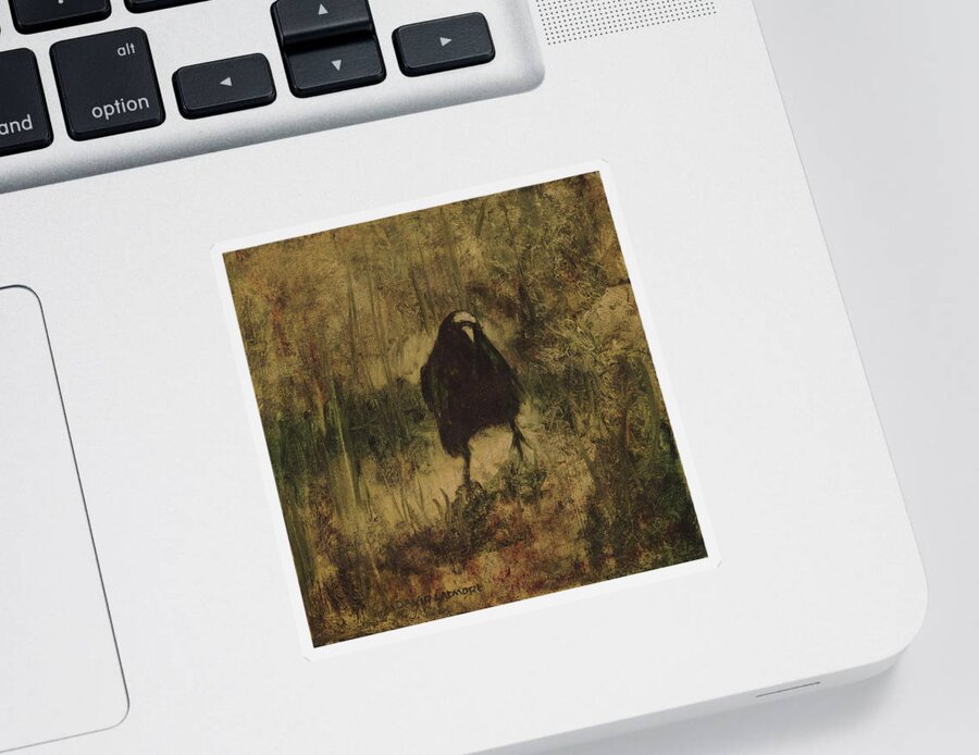 Crow Sticker featuring the painting Crow 8 by David Ladmore