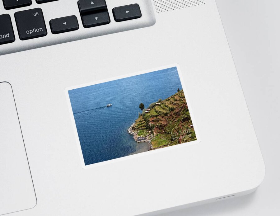 Peru Sticker featuring the photograph Cruising on Lake Titicaca by James Brunker