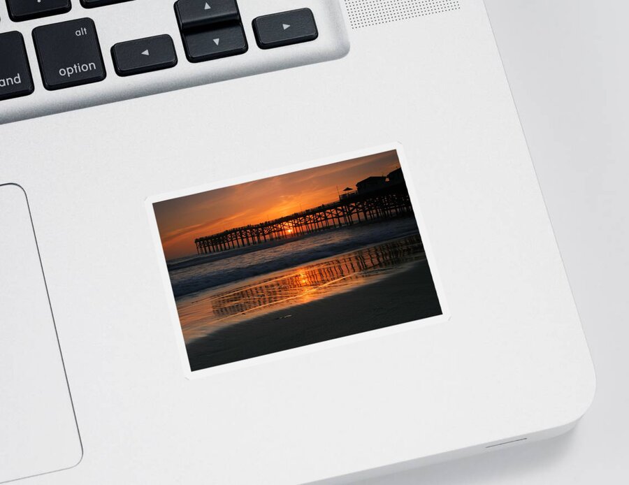 Landscape Sticker featuring the photograph Crystal Pier Sunset by Scott Cunningham