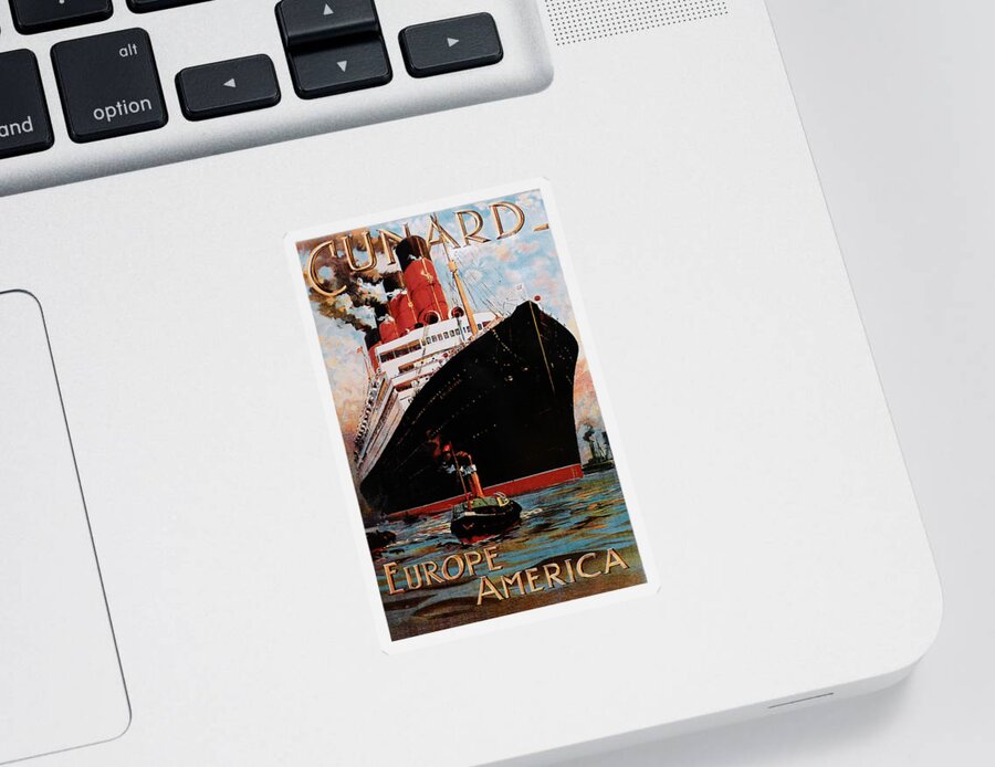 Titanic Sticker featuring the photograph Cunard Poster from Europe to America by Richard Reeve