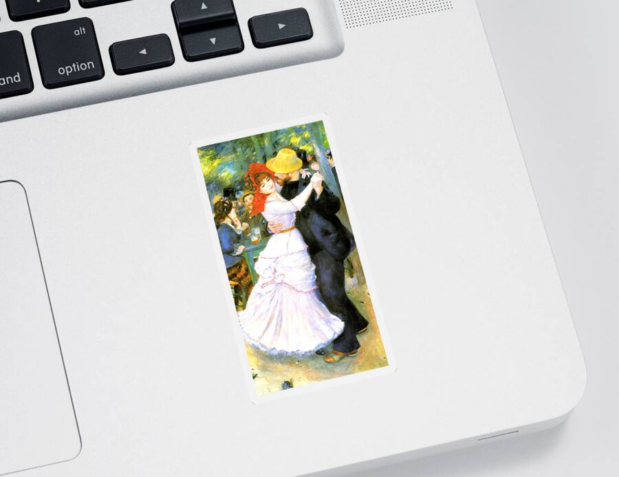 Pierre-auguste Renoir Sticker featuring the painting Dance At Bougival by Pierre Auguste Renoir