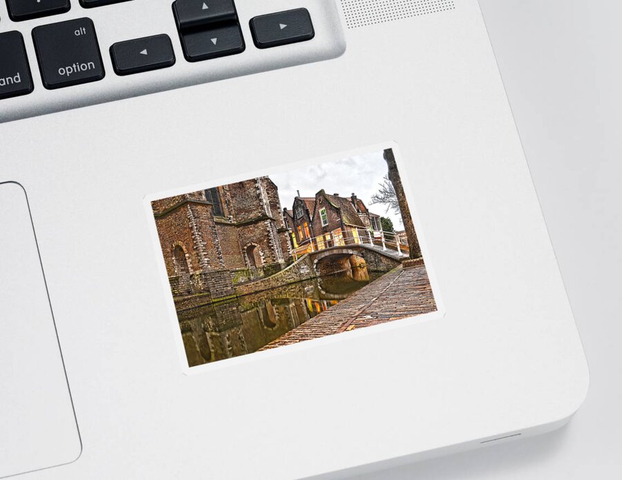 Holland Sticker featuring the photograph Delft Behind The Church by Frans Blok
