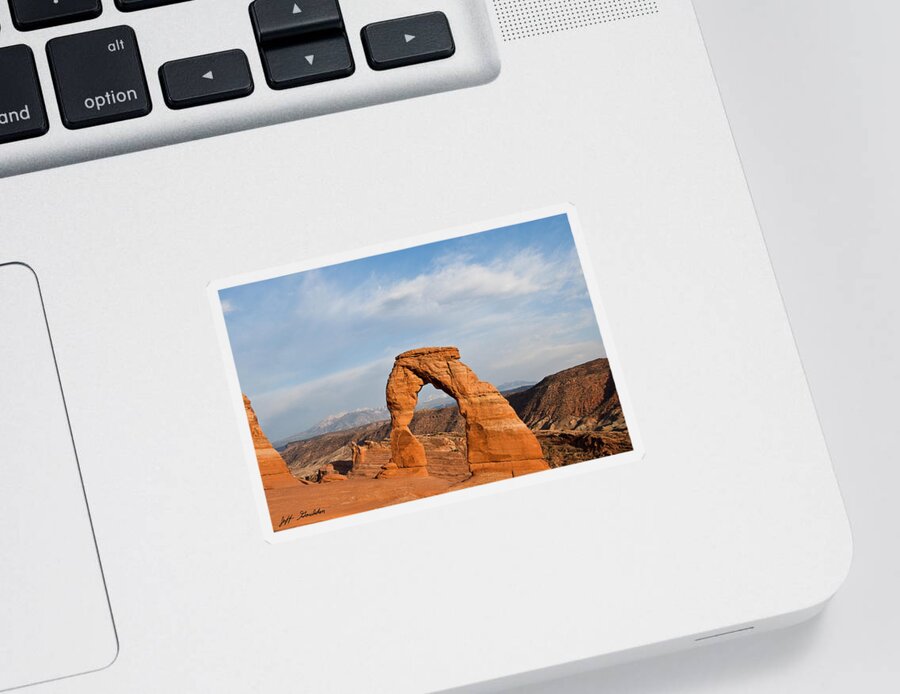 Arch Sticker featuring the photograph Delicate Arch at Sunset by Jeff Goulden