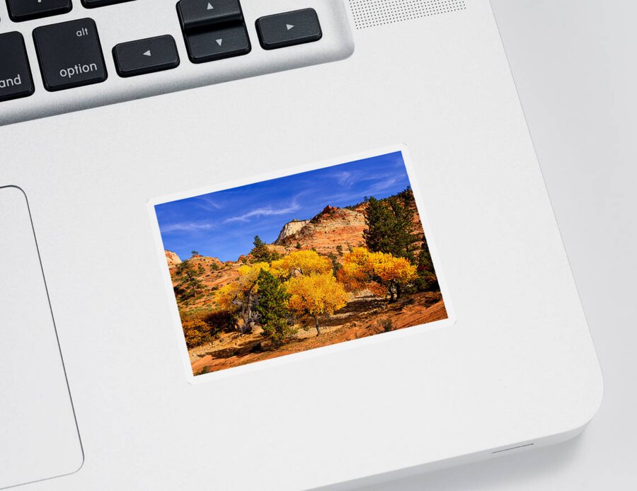 Zion National Park Sticker featuring the photograph Desert Autumn by Greg Norrell