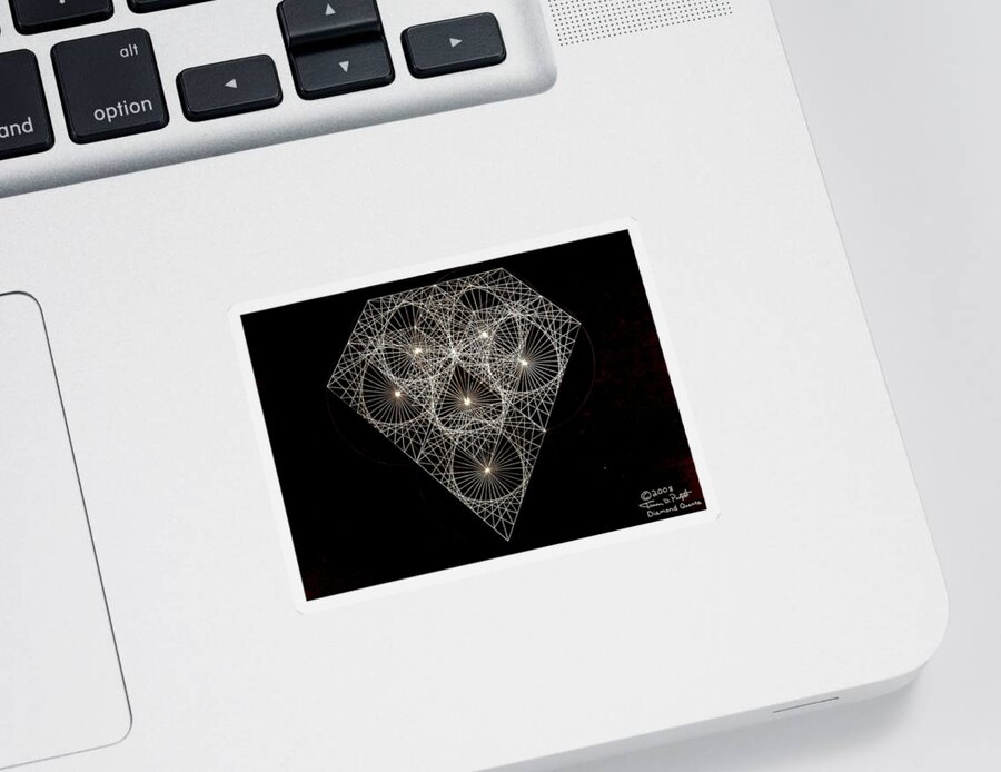Fractal Sticker featuring the drawing Diamond White and Black by Jason Padgett