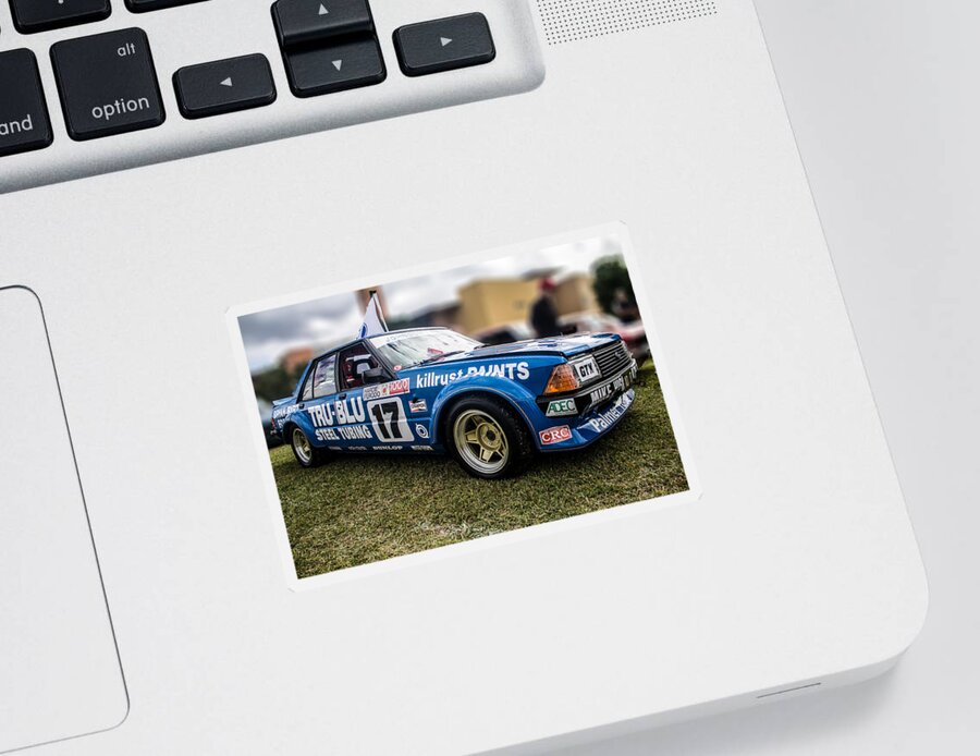 Car Sticker featuring the photograph Dick Johnson trublue ford by Michael Podesta 
