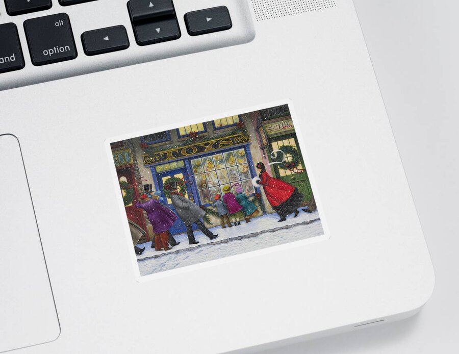 Christmas Sticker featuring the painting The Toy Shop by Lynn Bywaters