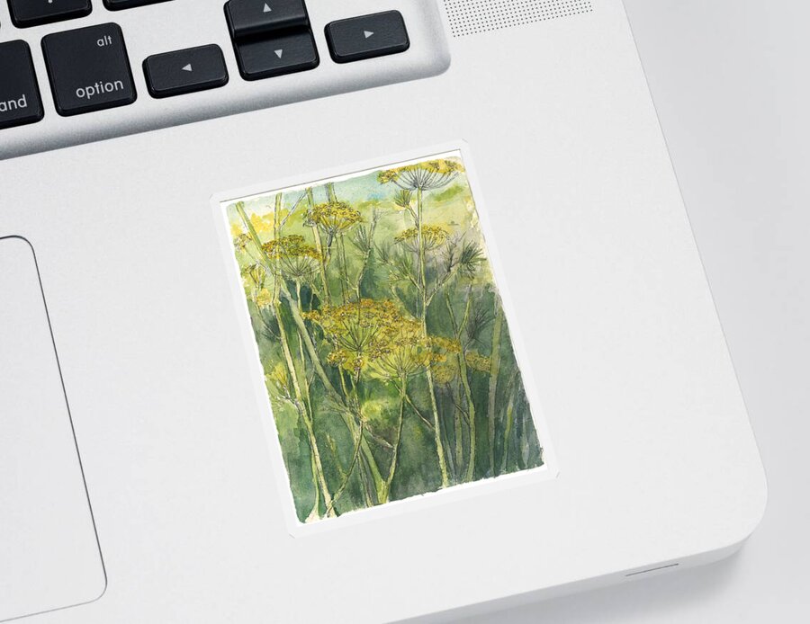 Herbs Sticker featuring the painting Dill in Bloom by Maria Hunt