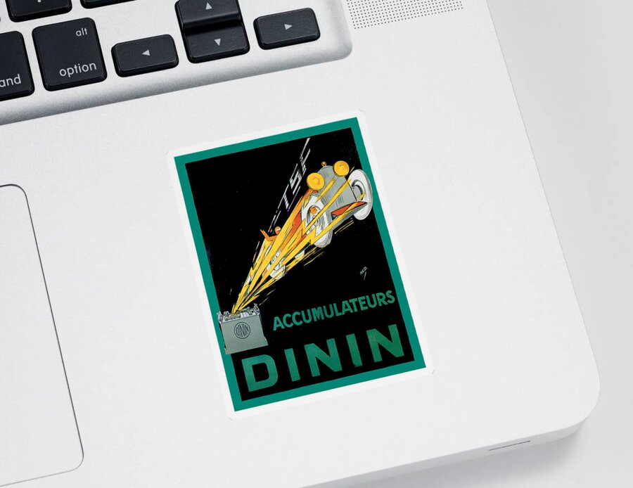 Dinin Accumulateurs Sticker featuring the painting Dinin Accumulateurs by Vintage Automobile Ads and Posters