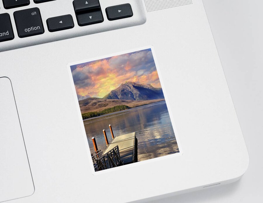 Lake Mcdonald Sticker featuring the photograph Dock on Lake McDonald by Marty Koch