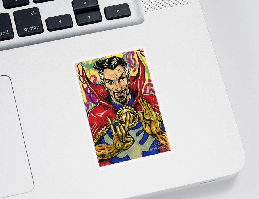 Dr. Strange Sticker featuring the drawing Doctor Strange by John Ashton Golden