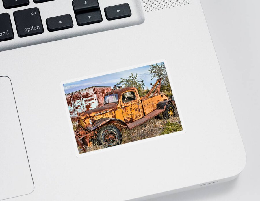 Steven Bateson Sticker featuring the photograph Dodge Power Wagon Wrecker by Steven Bateson