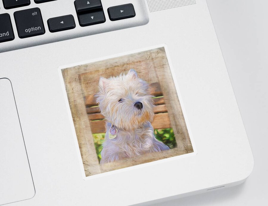 Just One Look Sticker featuring the painting Dog Art - Just One Look by Jordan Blackstone