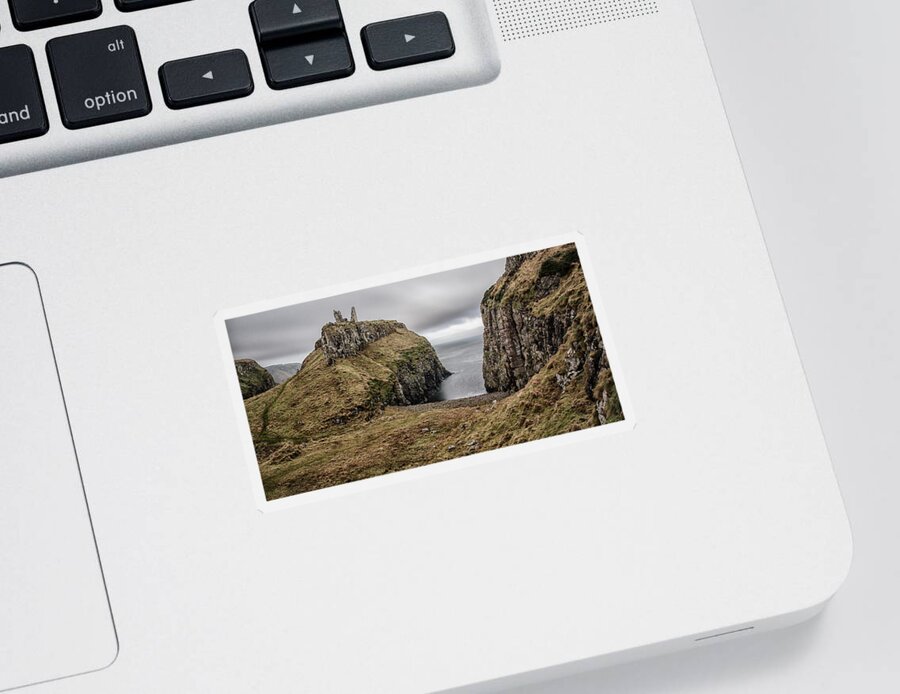 Dunseverick Sticker featuring the photograph Dunseverick Castle by Nigel R Bell