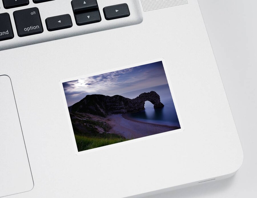 Durdle Sticker featuring the photograph Durdle Door under a moonlit sky by Ian Middleton